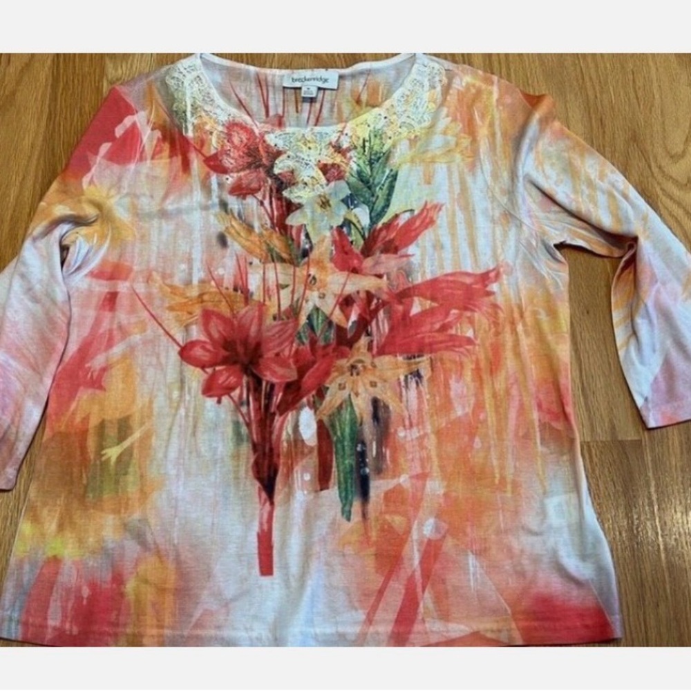 Vintage Breckenridge Floral Print Women's Top size medium